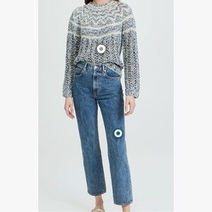 Theory Blue and Cream Knit Sweater